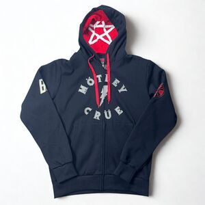 Motley Crue Hoodie Men's Medium Zip Up World Tour Pentagram Graphic Band Rock